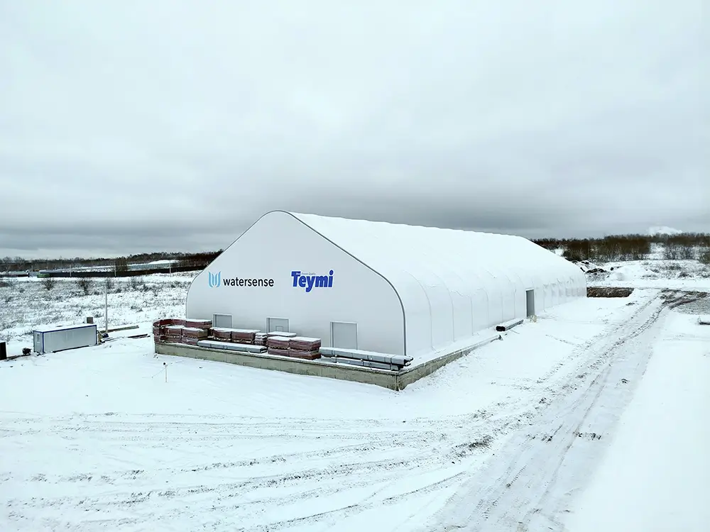 Установка тентового ангара