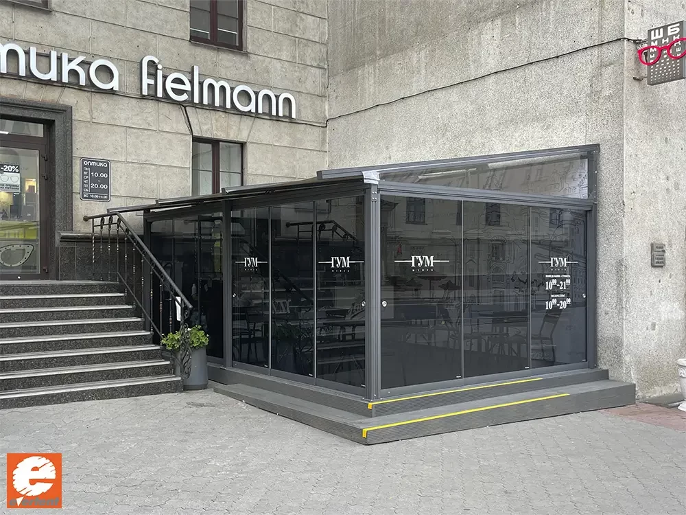 Всесезонная терраса под ключ для универмага "ГУМ" производства Эвертент